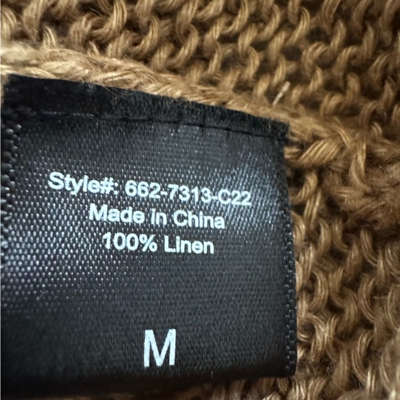 Jenni Kayne 100% Linen Sweater Women's M Crew Neck Camel/Gold - Picture 9 of 11